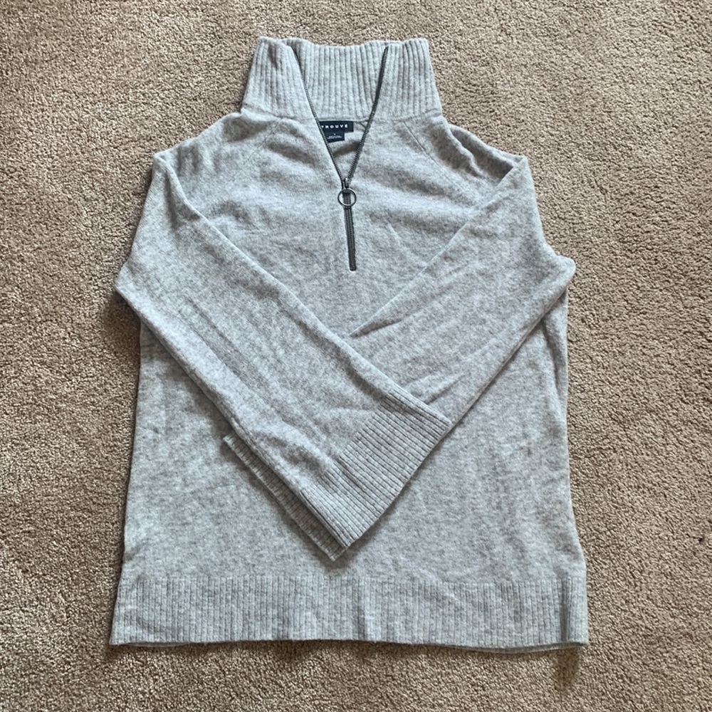 Grey, quarter zip sweater